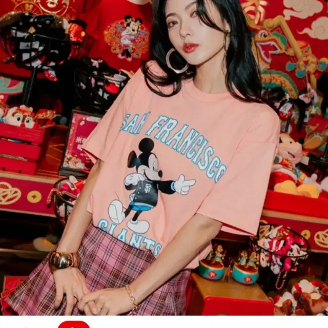 MLB X DISNEY 오버핏 티셔츠 (PINK)