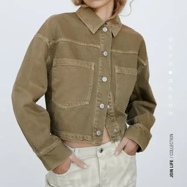 ZARA 자라 데님 크롭 오버 자켓 다크카키 S사이즈