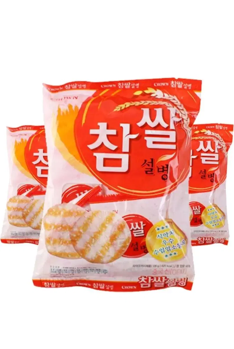 (무료배송) 크라운 참쌀설병 128g 3개 찹쌀설병 과자 참쌀 간식