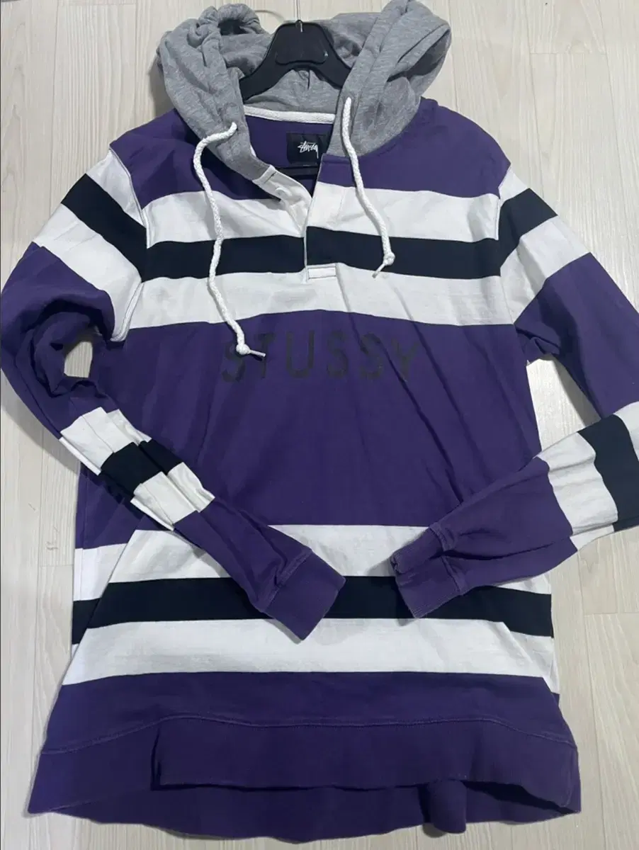 Stussy bora Purple striped hoodie size L