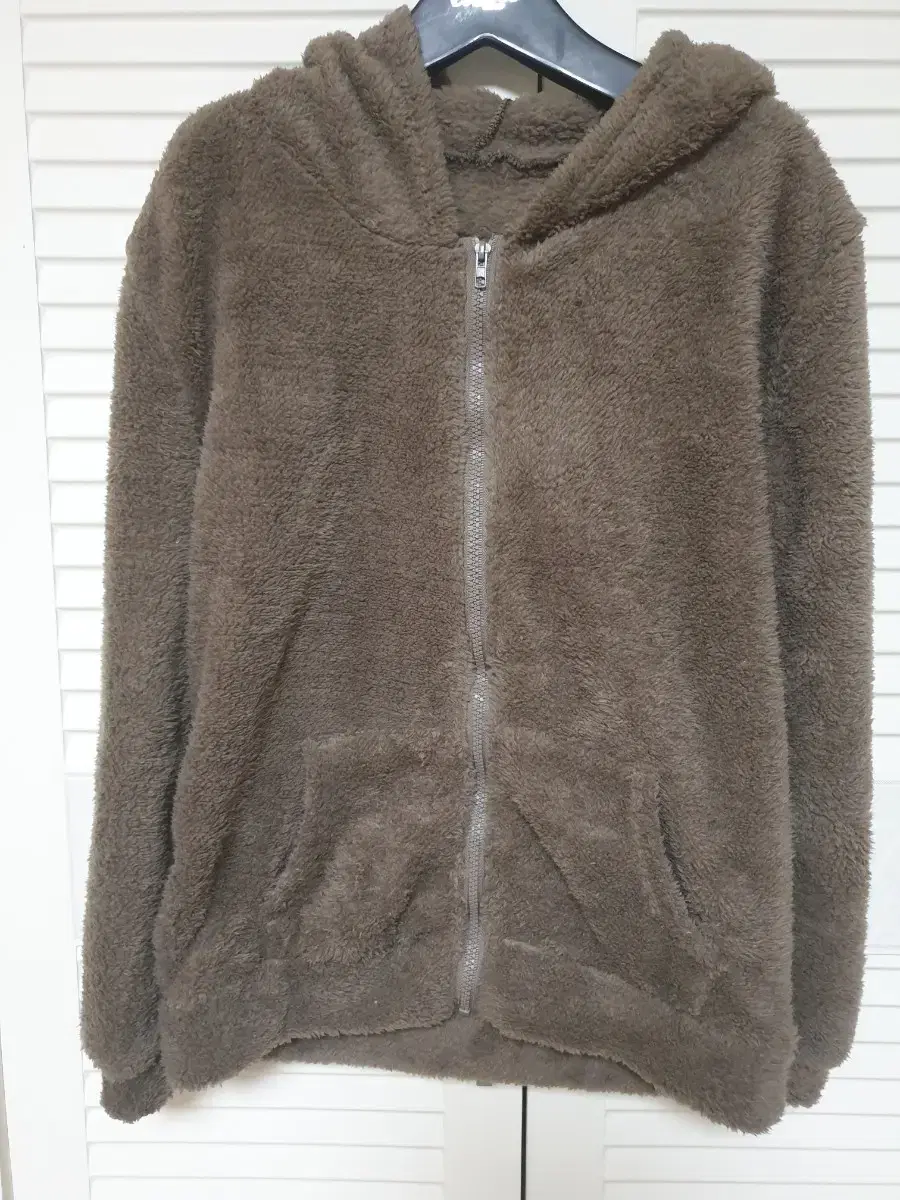 Fleece Hooded Jacket (Brown)