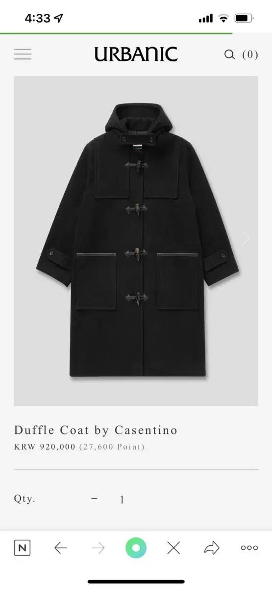 얼바닉30 Duffle Coat by Casentino