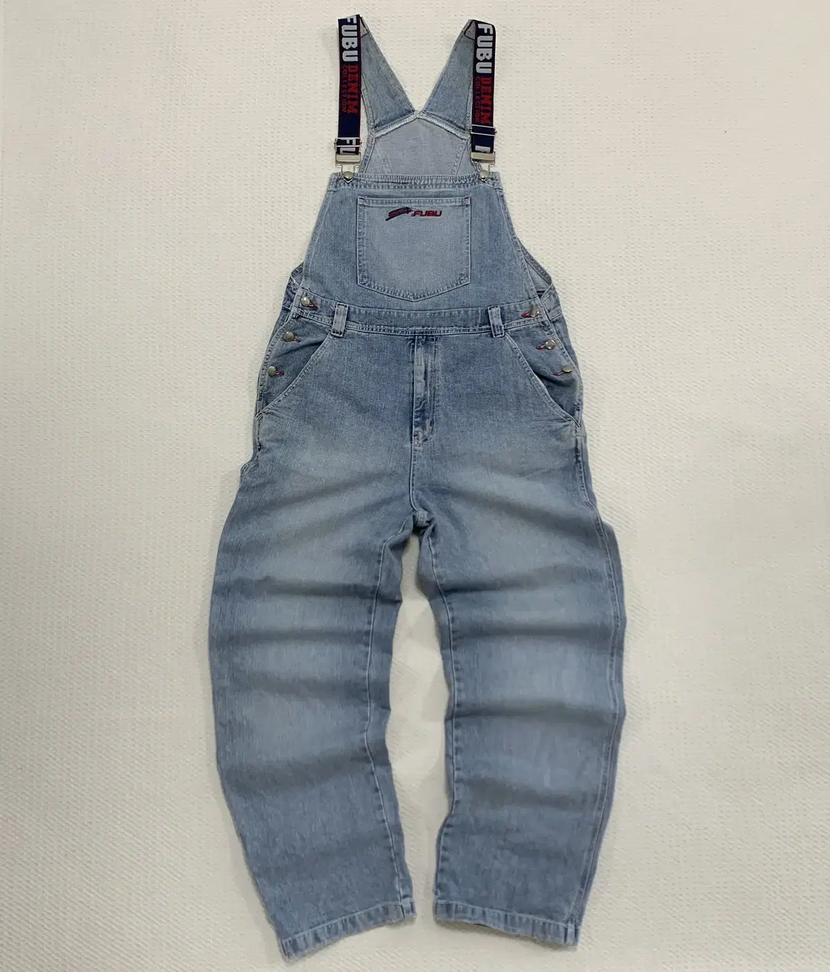 [XL] Fubu Old School Spellout Soft Blue Overalls (A4-42-90)