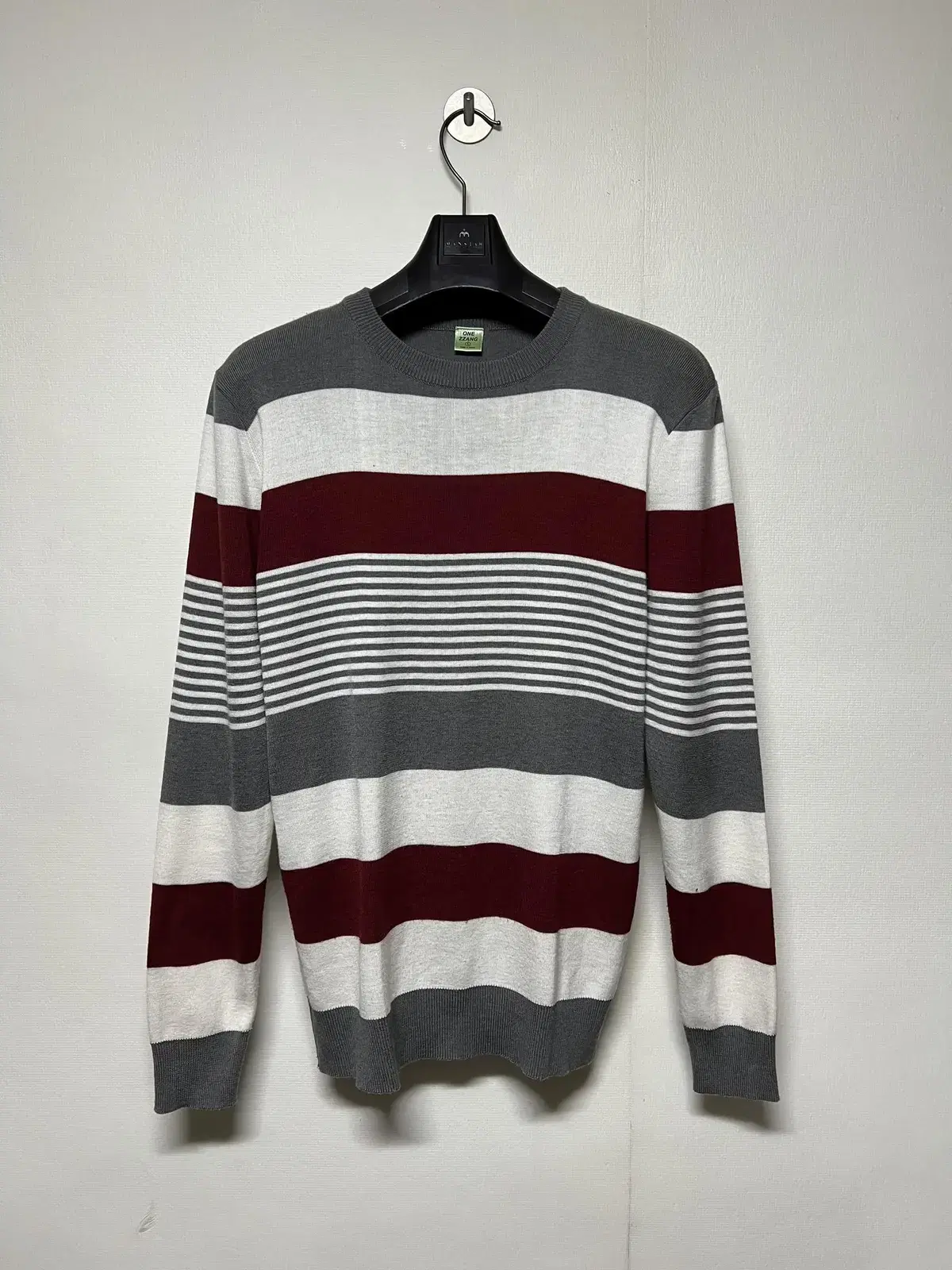 Men's L Stripe Knit Long Sleeve Round Neck