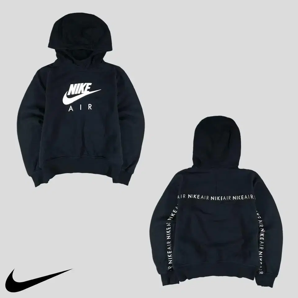 Nike Air Black White Printing Twill Cotton Blend Brushed Sweat Hoodie T-Shirt