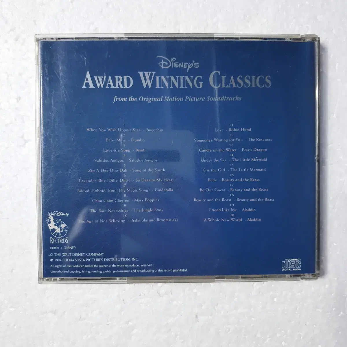 디즈니 AWARD WINNING CLASSICS 애니 베스트송 CD 중고