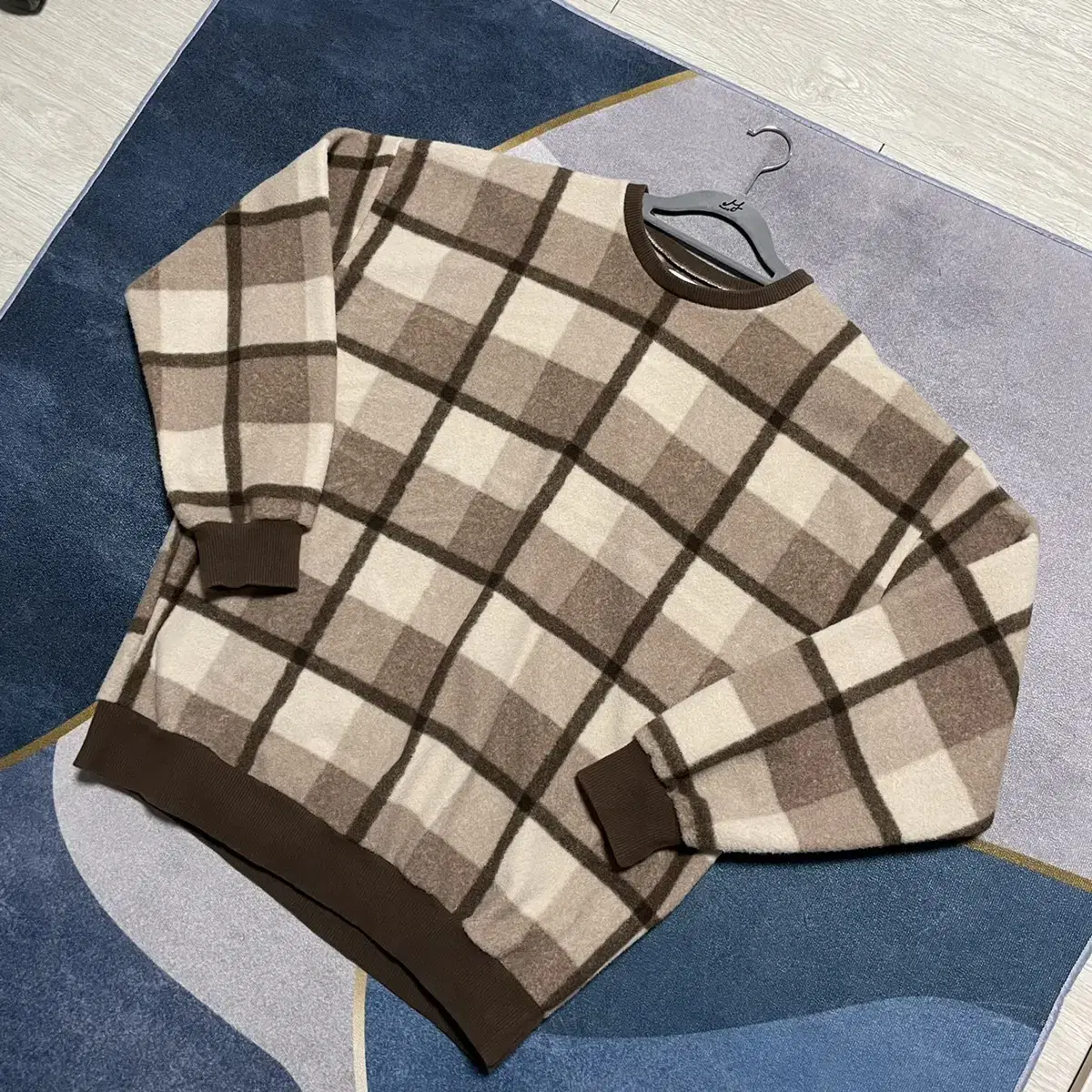 MEMENTO Checked Brown Knit Bomber Jacket