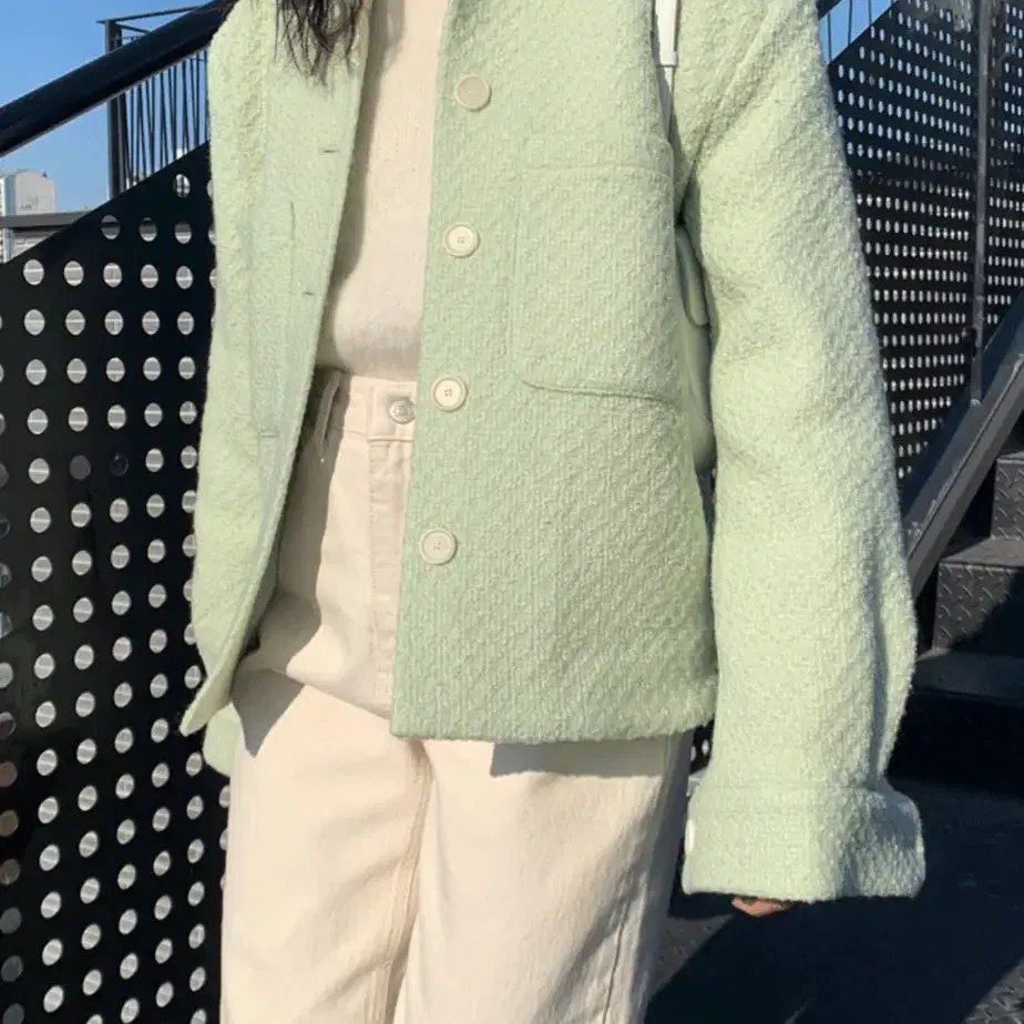 마크들리 wool tweed shirt 울 트위드(mint)