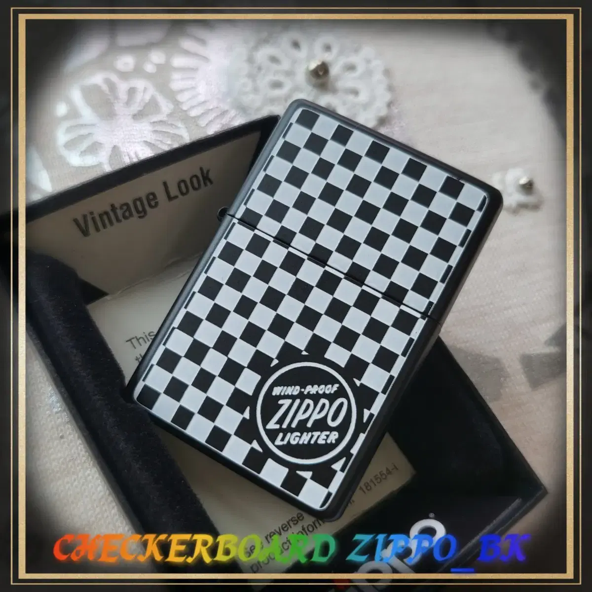 재가공 정품 CHECKERBOARD ZIPPO_BK