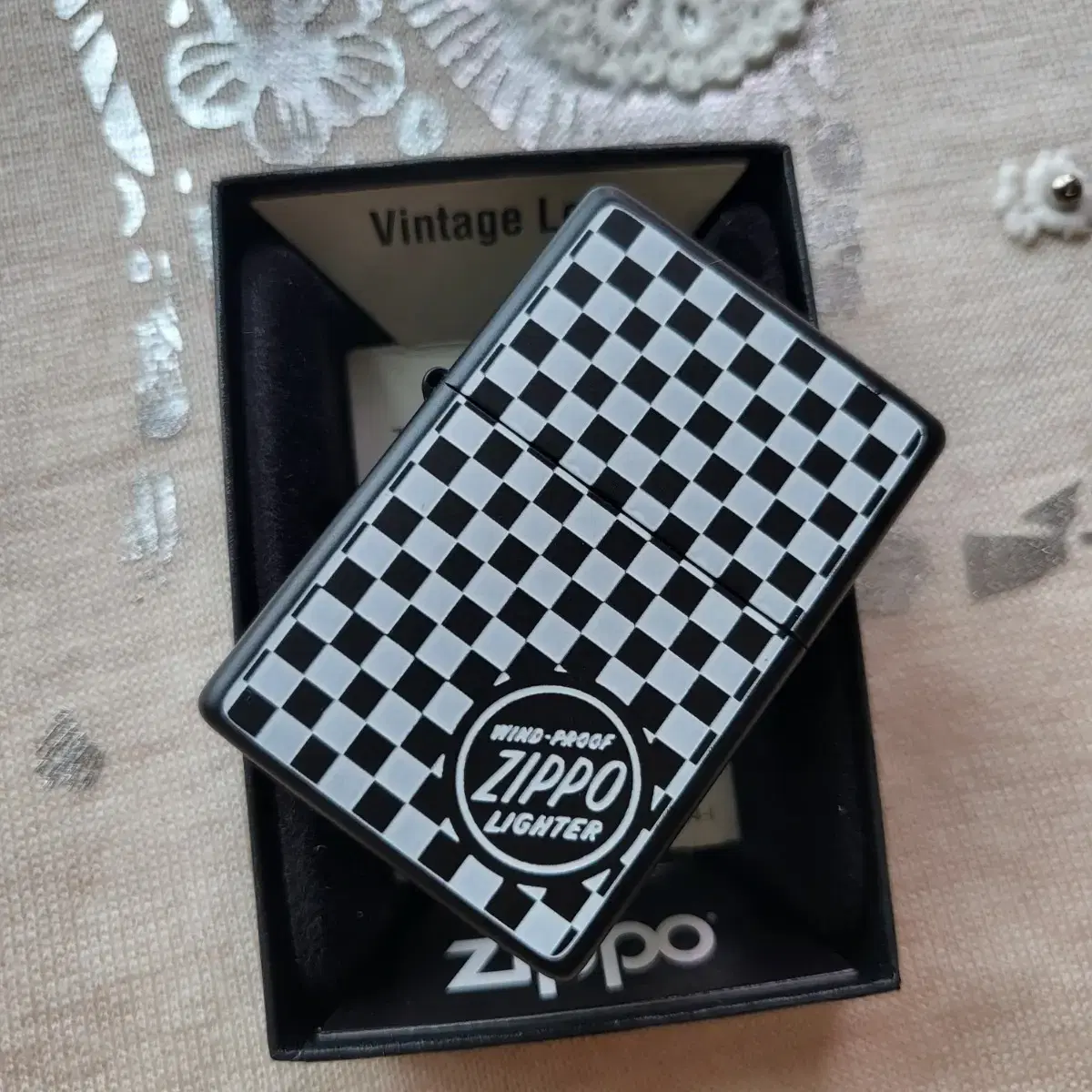 재가공 정품 CHECKERBOARD ZIPPO_BK