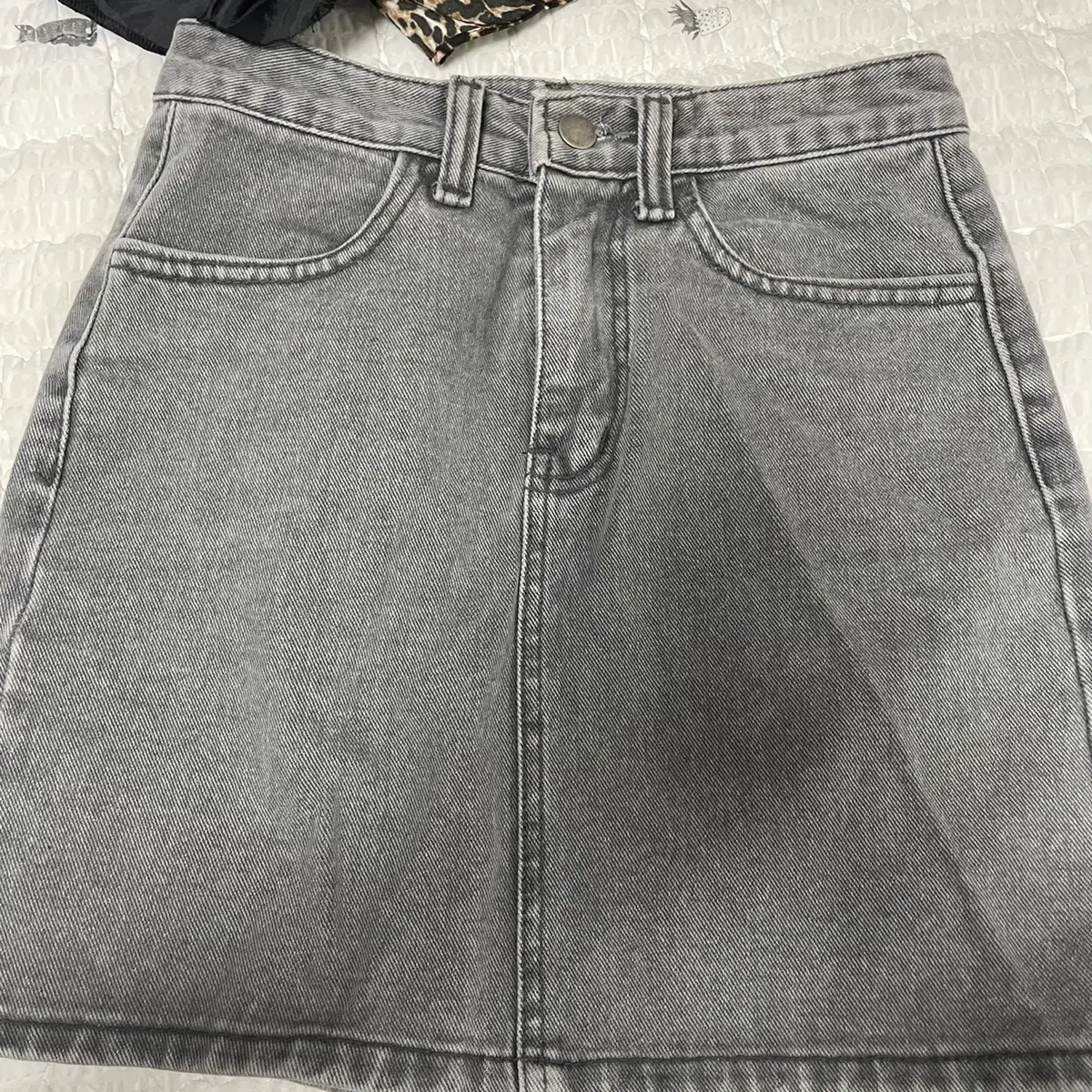 쓰리타임즈 washed grey denim skirt S