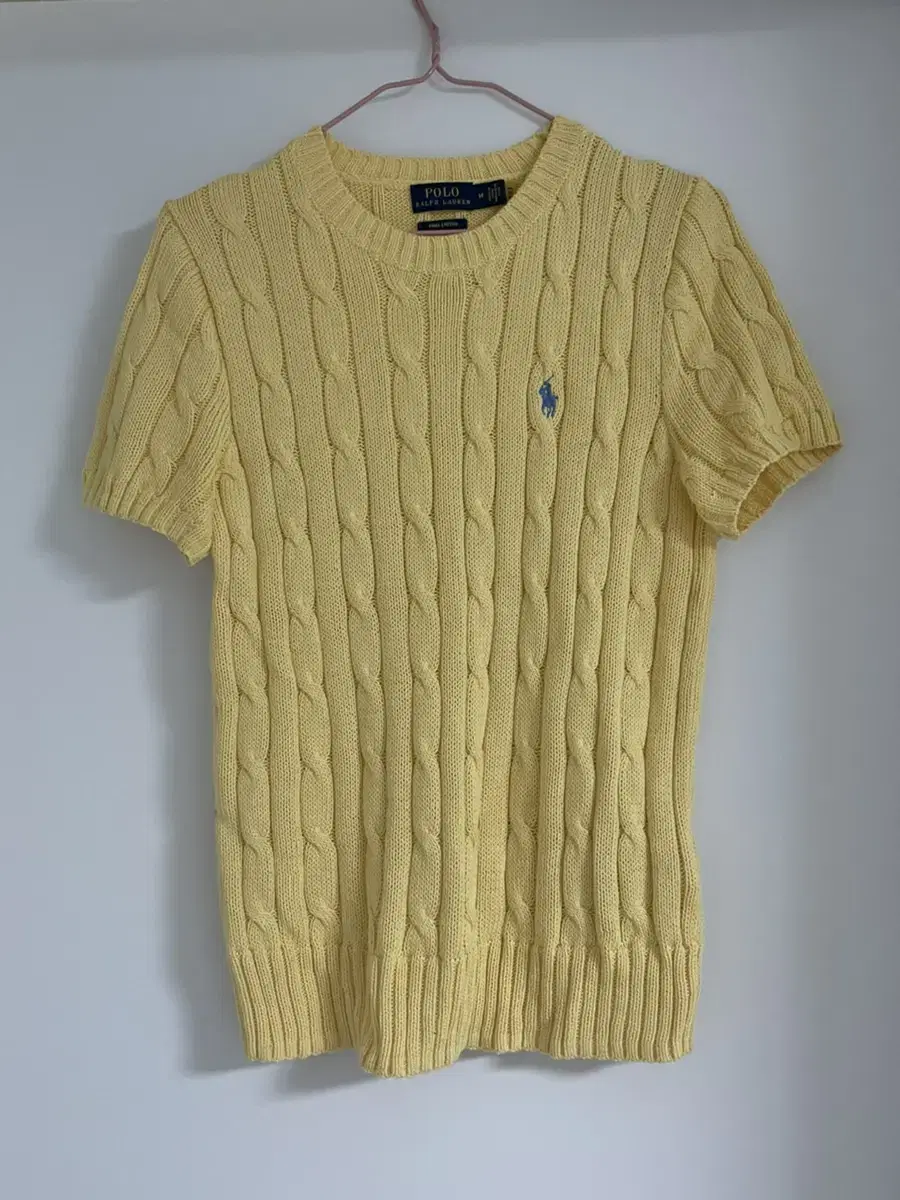 Polo Ralph Lauren Cable Round Neck Short Sleeve Knit Sweater Pima Cotton Genuine m