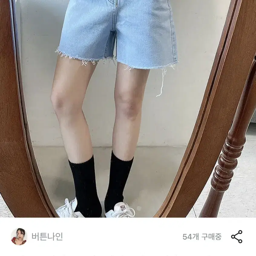 새상품) 버튼나인 말라보이는 진청 3부 데님 팬츠 데님반바지