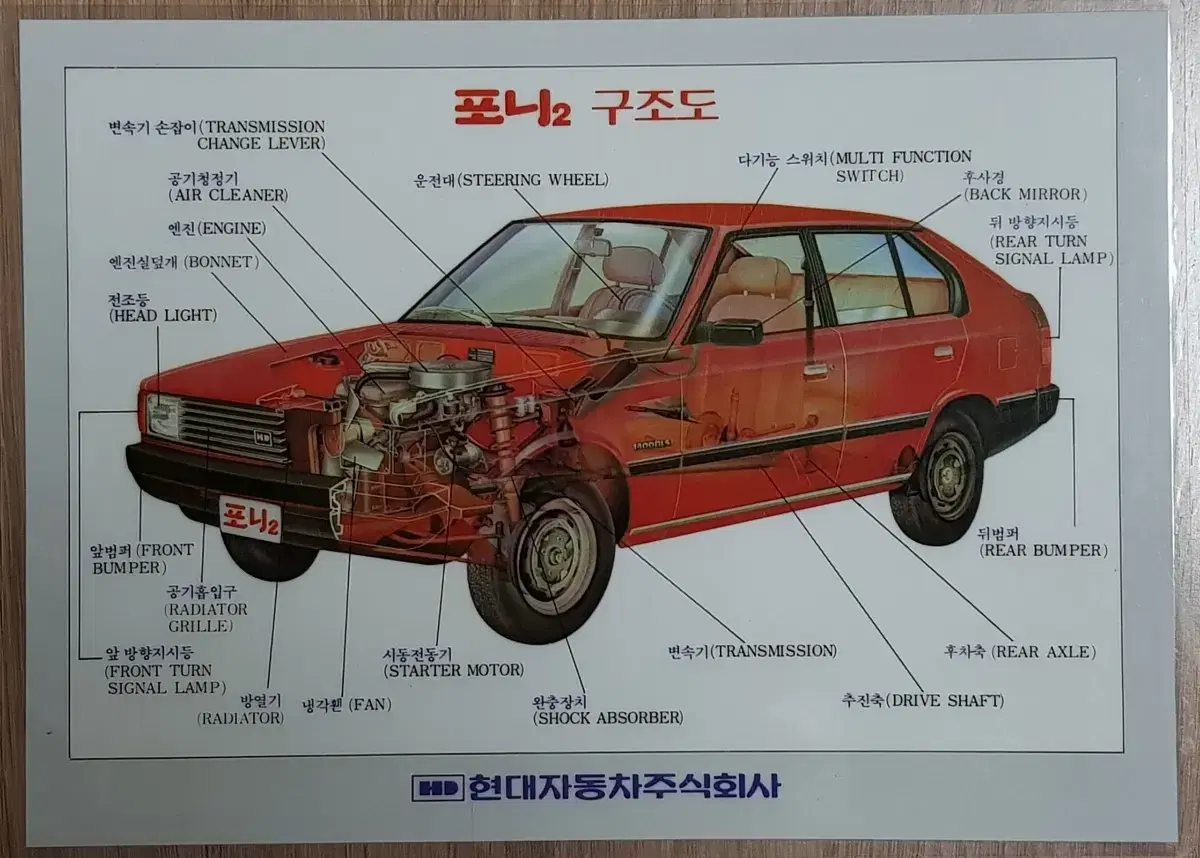 현대자동차 포니2 광고 책받침