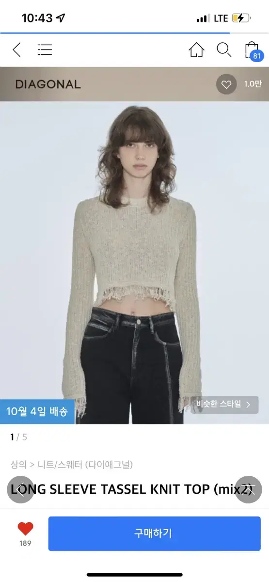 다이애그널 니트 LONG SLEEVE TASSEL KNIT TOP (mi