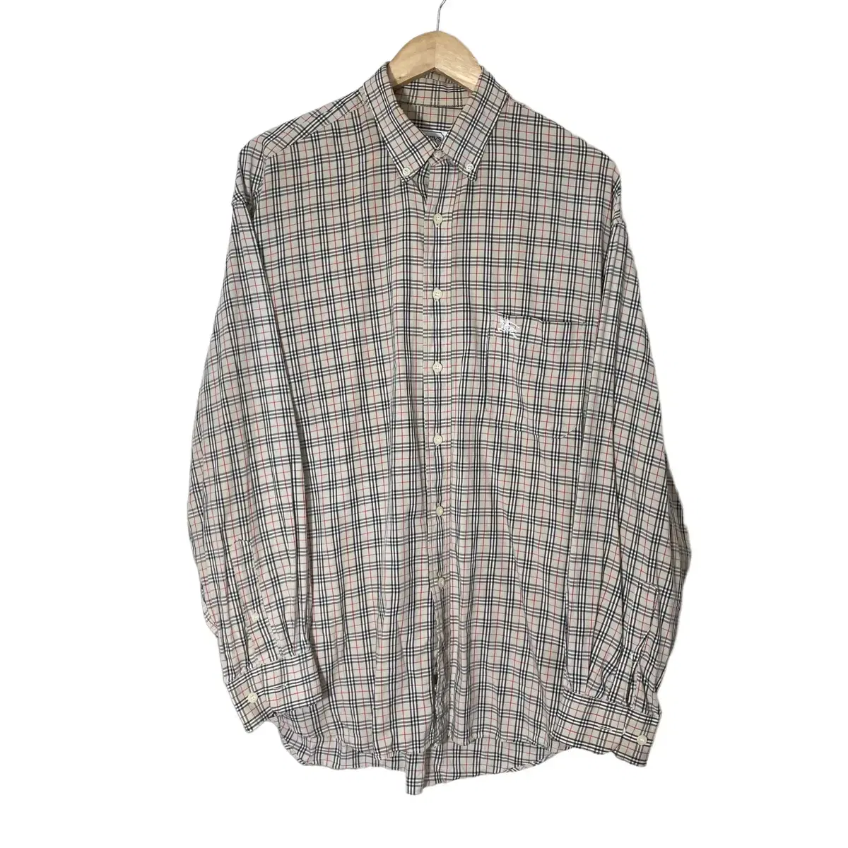 Burberry Check Shirt L Vintage Ivory Beige Southern