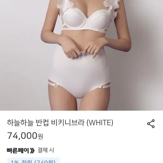 비나제이 하늘하늘 반컵 비키니 브라 세트(White)