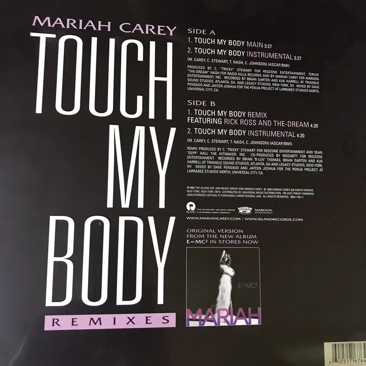 Mariah Carey- Touch My Body Vinyl 팝니다.