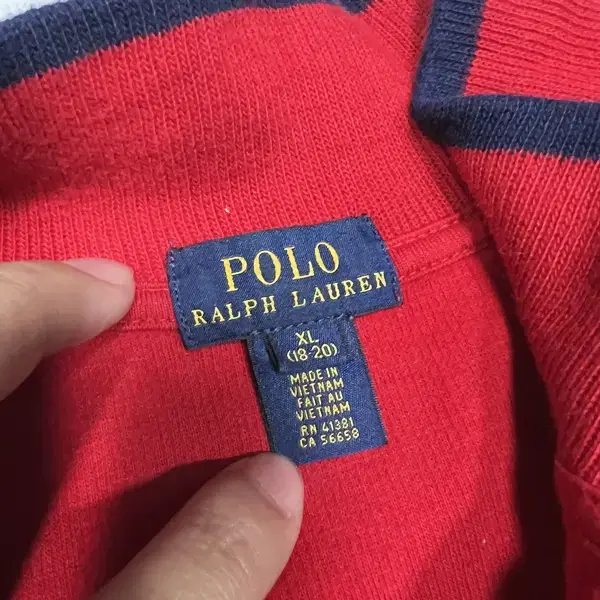 POLO 폴로 기본로고 레드 반집업(XL)