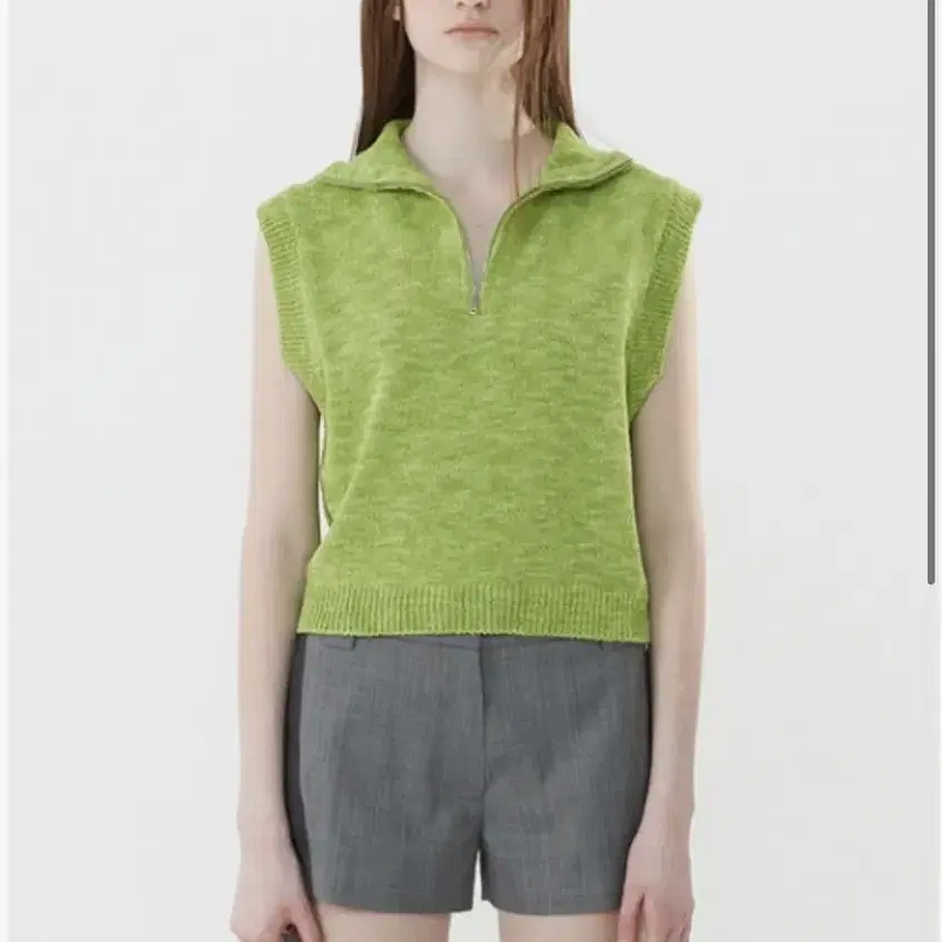 더오픈프로덕트 zip high neck knit vest green