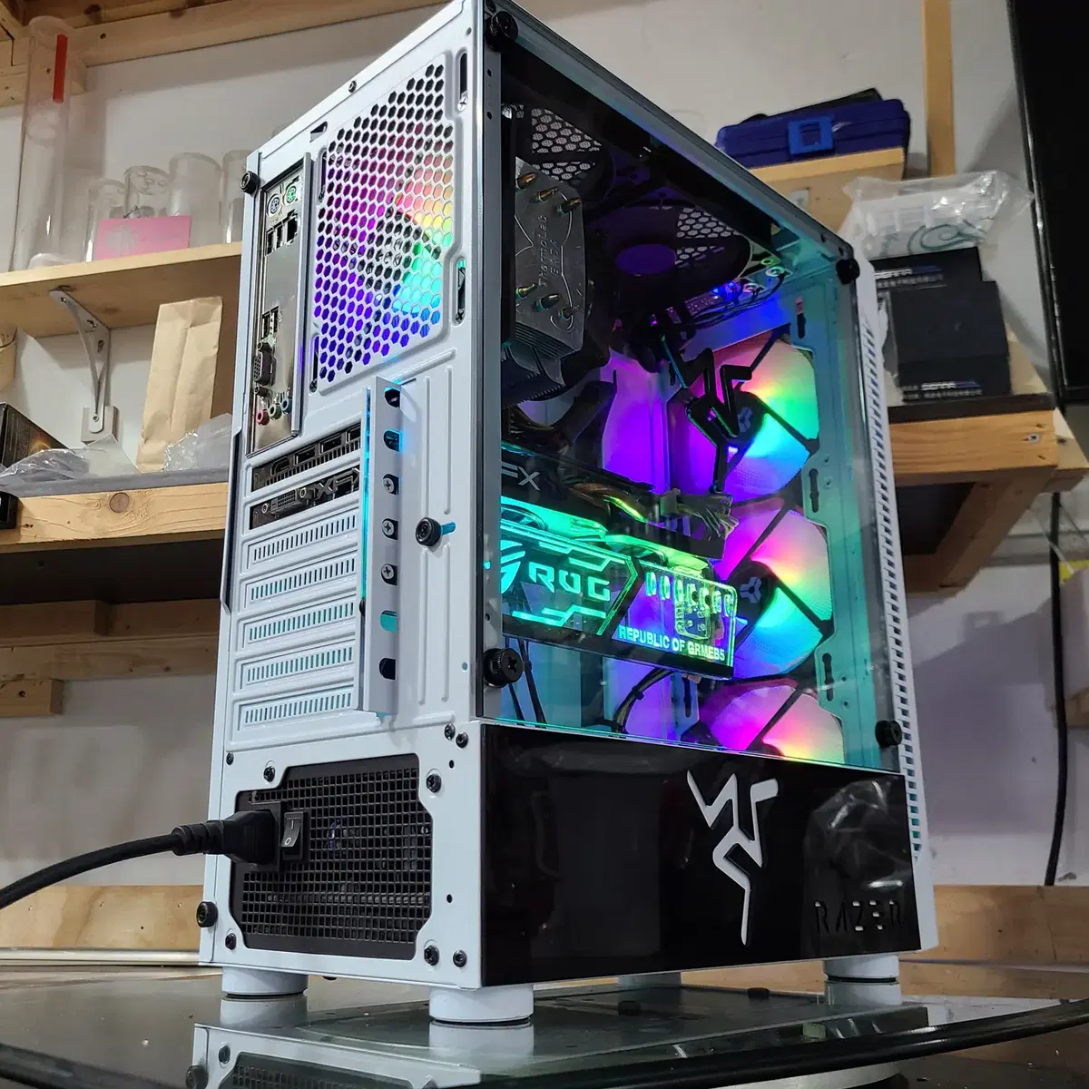 컴퓨터 PC 케이스 밑면 레이저 로그 패널 스티커형 NO RGB