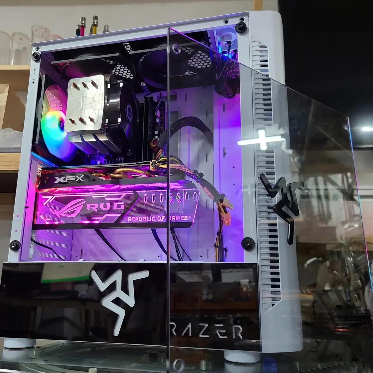 컴퓨터 PC 케이스 밑면 레이저 로그 패널 스티커형 NO RGB