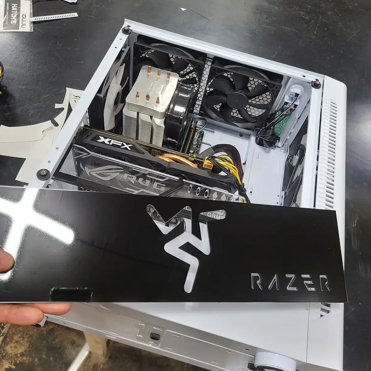 컴퓨터 PC 케이스 밑면 레이저 로그 패널 스티커형 NO RGB