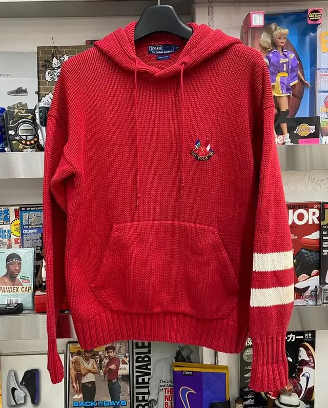 80s polo 폴로 랄프로렌 cross flags knit hoodie