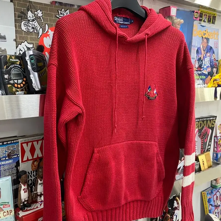 80s polo 폴로 랄프로렌 cross flags knit hoodie