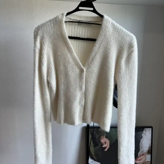 헤더먼트 crop knit cardigan 크롭니트 가디건 - 화이트