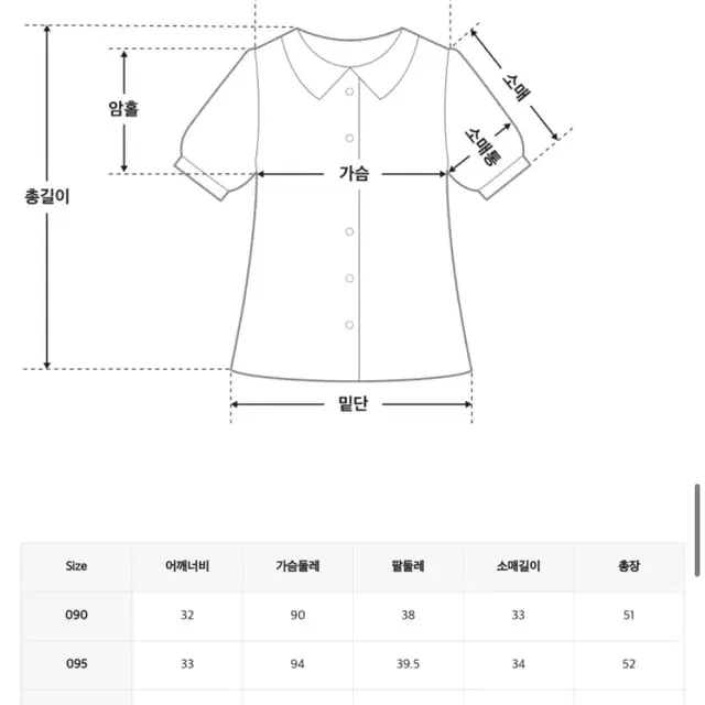 [새제품] 미쏘 브이넥 프릴카라 큐빅단추 하늘색 블라우스 90사이즈