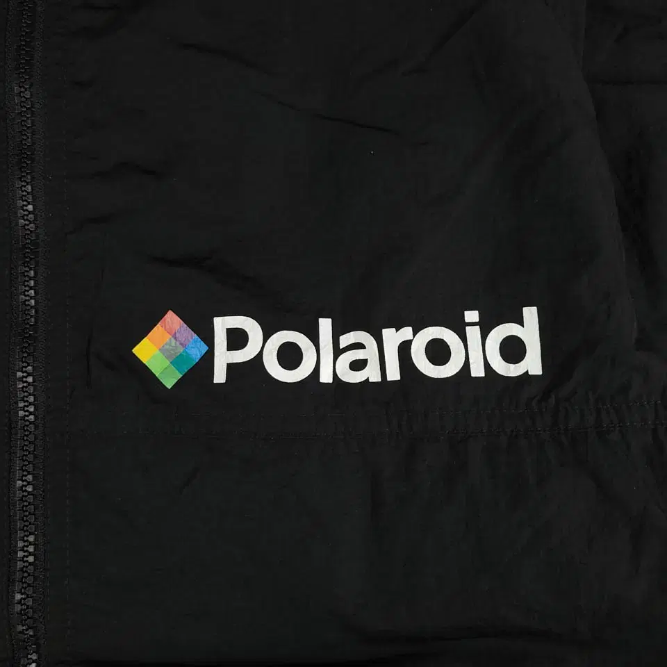 GU 지유 X POLAROID 폴라로이드 블랙 로고자수 프린팅 히든후드