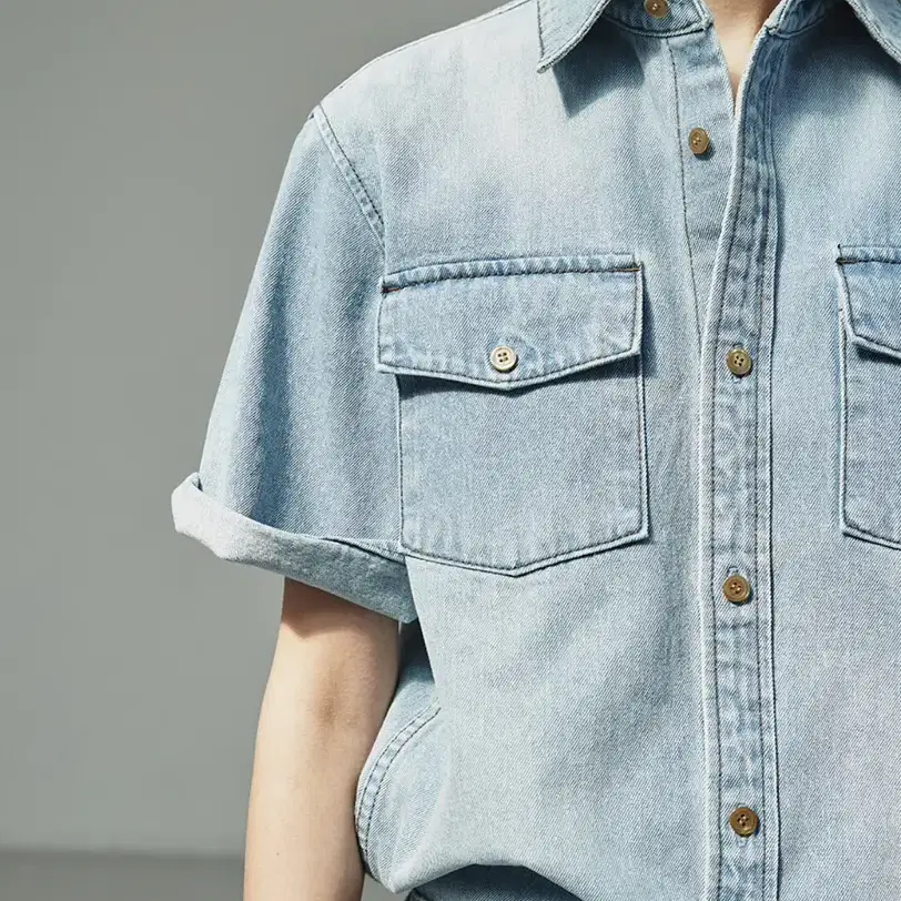 [오르] denim shirts l blue