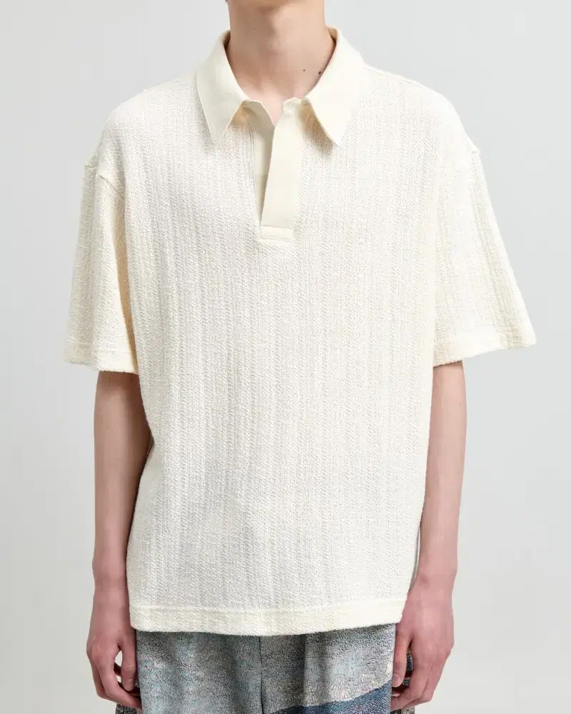 Afterpray 22SS Vacation Panel Boucle Polo Cream