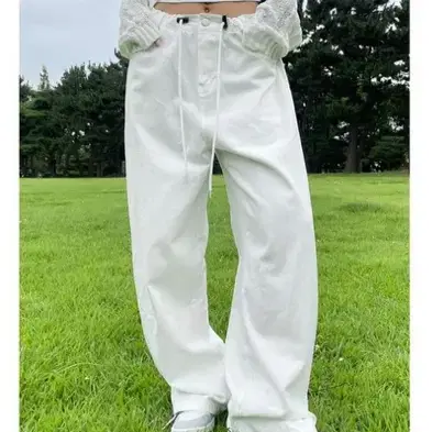 아쿠비클럽 over string wide pants 화이트