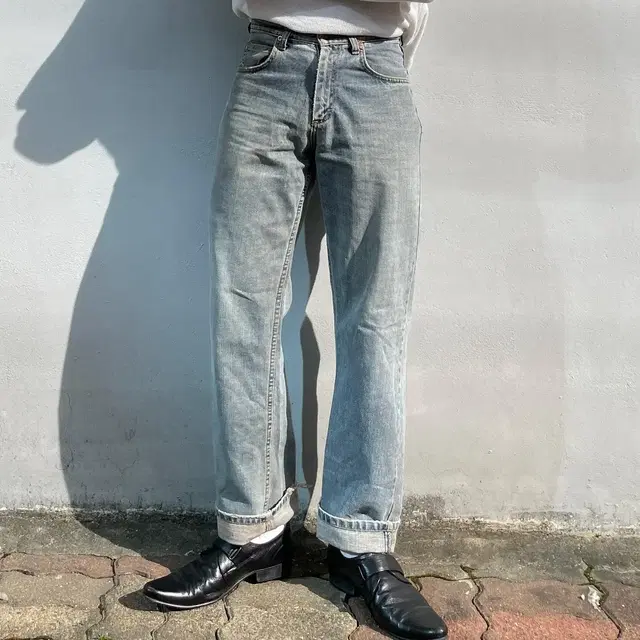 1990s Vintage Lee Grey Blue Denim Pants