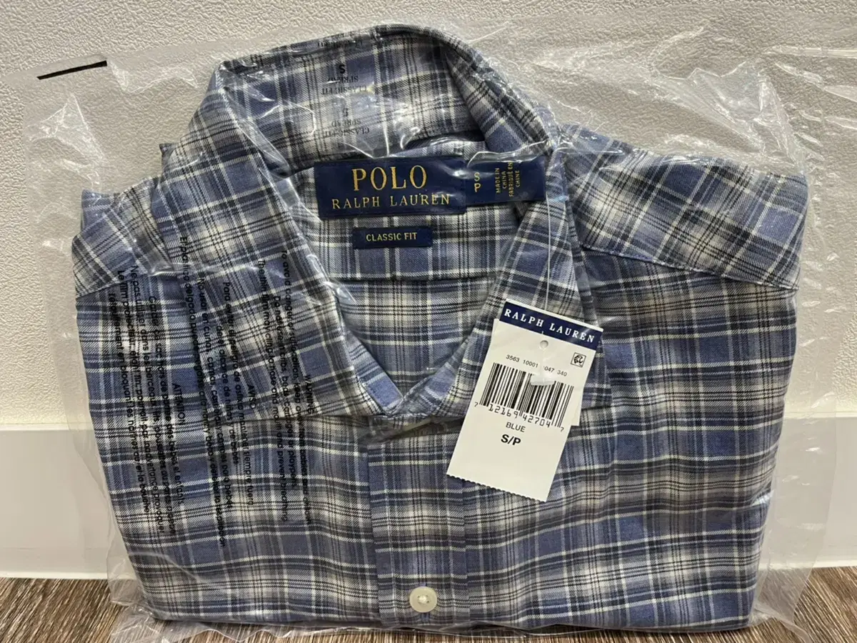 Polo Classic Fit Spread Collar Check Long Sleeve Shirt (S)