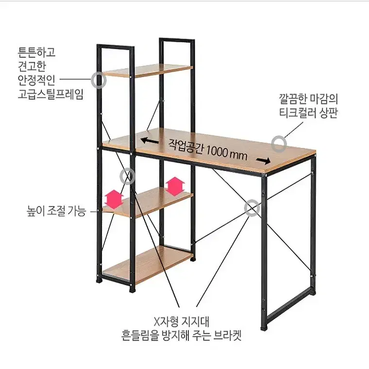 [무료배송] 조립식 선반형 책상 / 학생책상 사무용책상 100 120cm