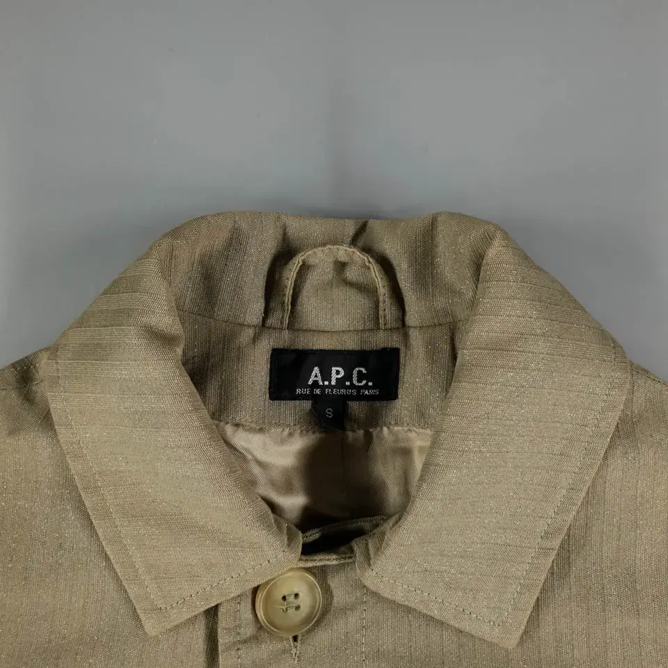 A.P.C 아페쎄 베이지 글리터 싱글 히든버튼 롱코트 맥코트  SIZE