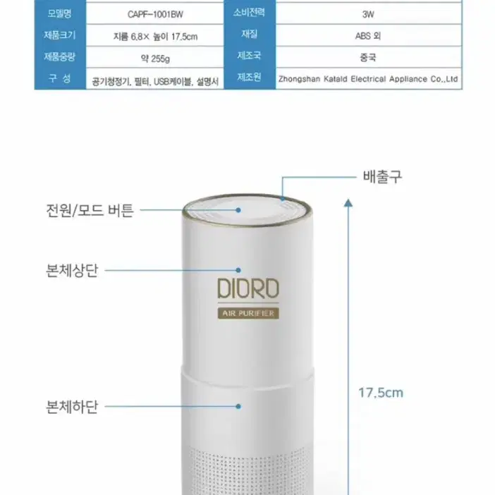 새상품) 차량용 휴대용 공기청정기