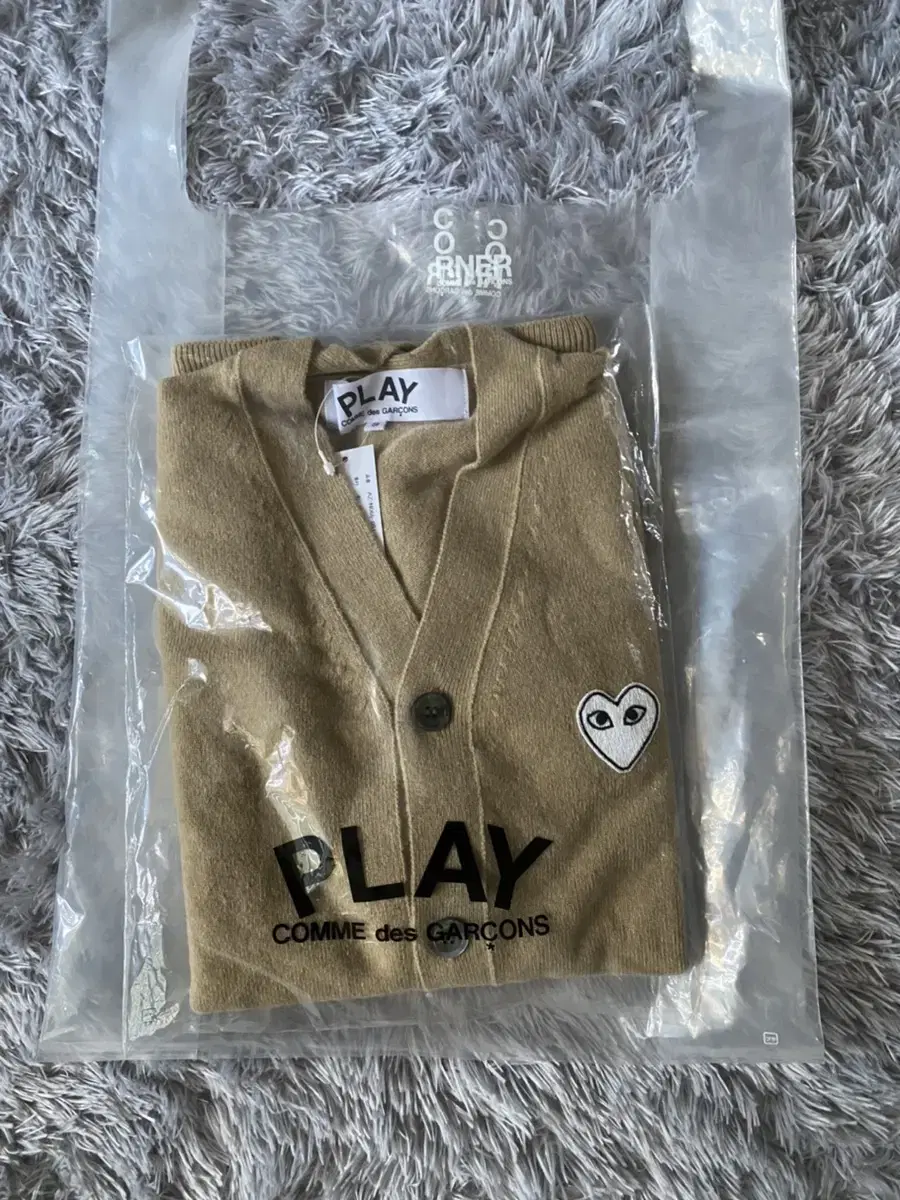 Comme des Garçons Cardigan Beige White With Pen S