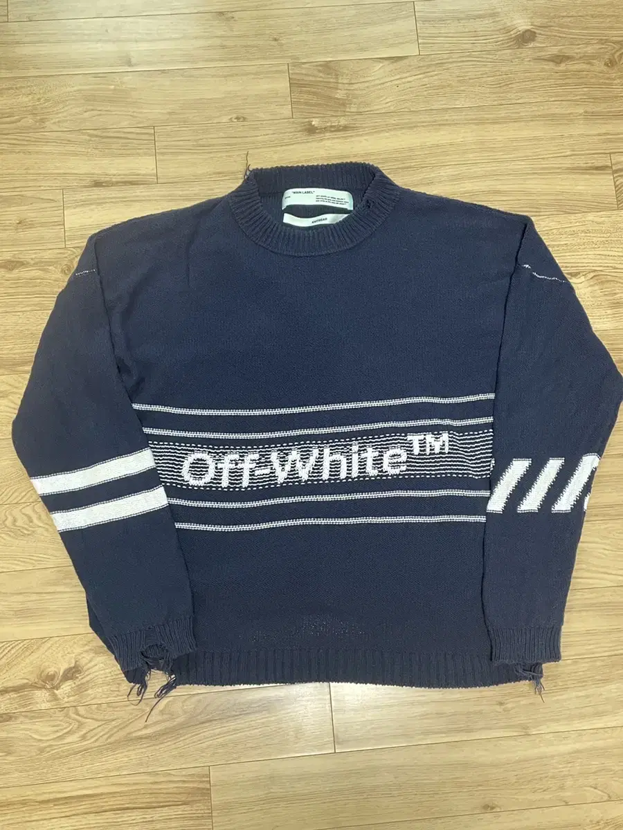 Off-White Embroidered Logo Sweater Knit Navy L