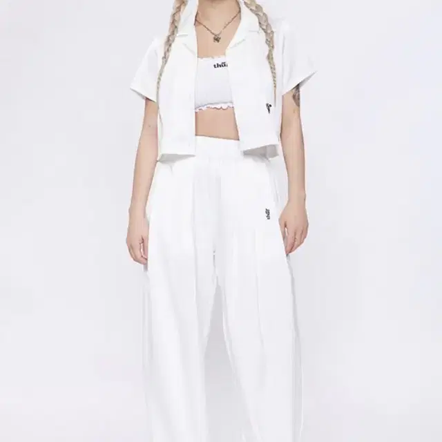 새상품) 텔미하유필 THUF 떠프 slip wide pants white