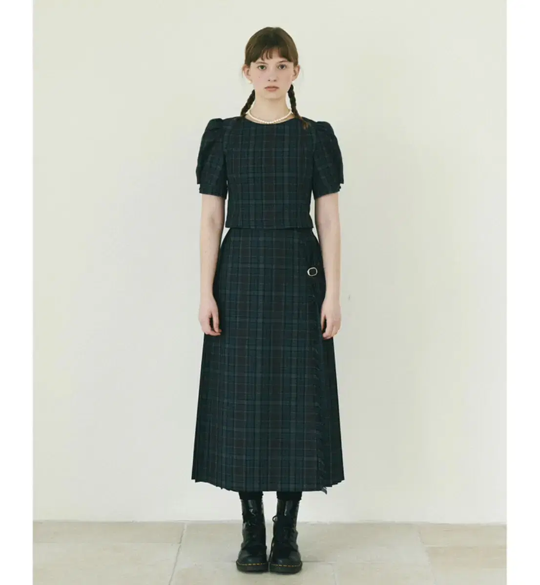 fletta check long pleats skirt 새상품 판매