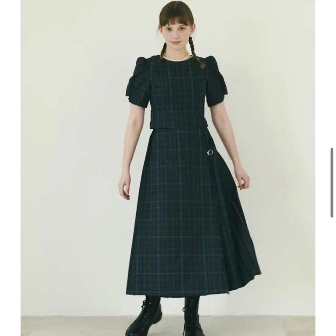 fletta check long pleats skirt 새상품 판매