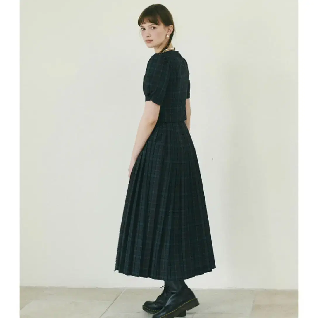 fletta check long pleats skirt 새상품 판매