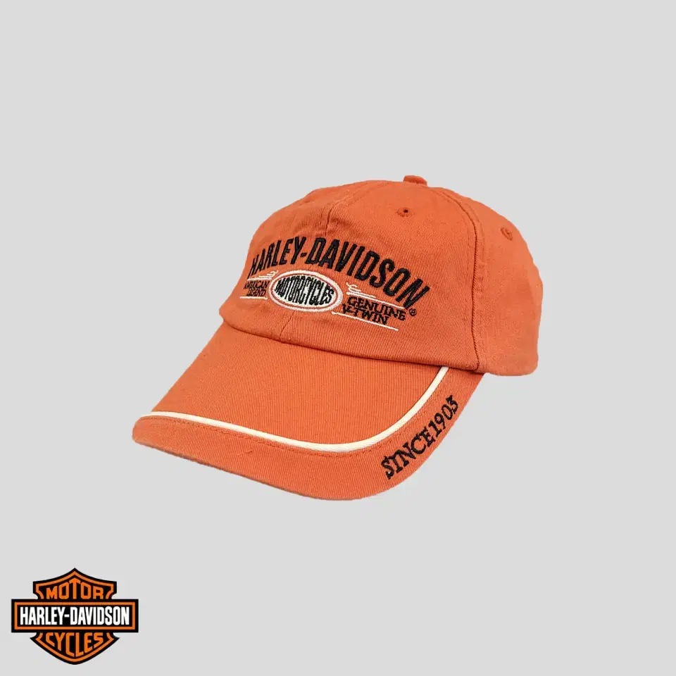 Harley-Davidson Orange Black Big Spelling Logo Multipatch Cotton100 6 Panel Baseball Cap