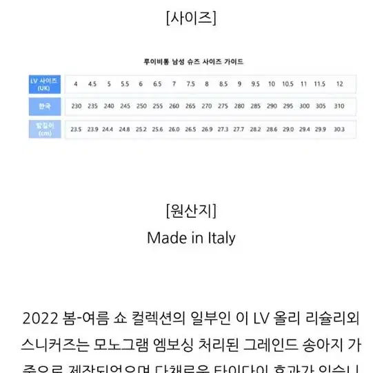 (새상품 UK 6.5) 루이비통 LV 올리 리슐리외 블루 그린 한정판