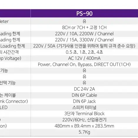 <미개봉새상품>세코 SECO 8채널 순차전원기 ps-90u