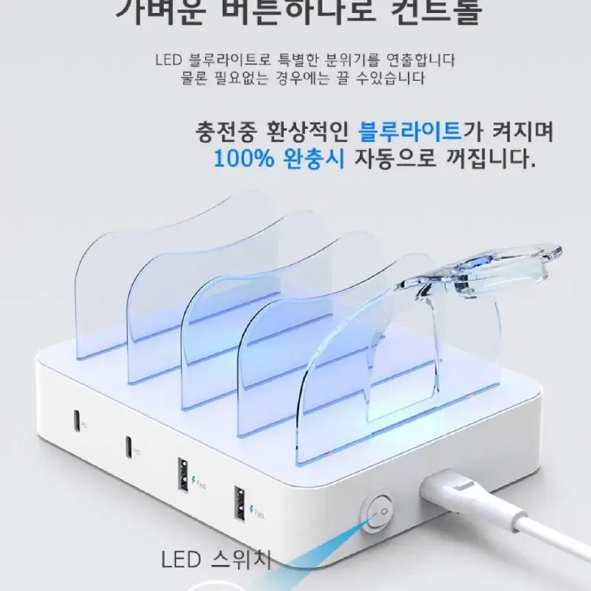 2개/ LED 4포트 PD PPS 멀티 초고속충전기/ RUQ008